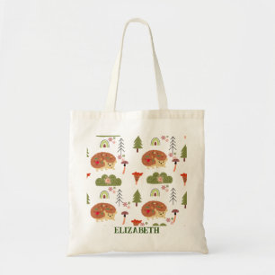 Tote Bag Hérisson Nature Floral Arc-en-ciel Motif