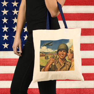 Tote Bag Héros patriotiques vintages, Hommes d'avion milita