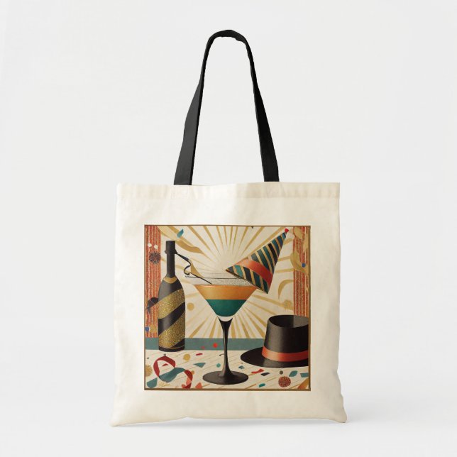 Tote Bag Heure Cocktail Mi-Siècle Nouvel An Design (Devant)