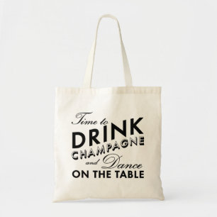 Tote Bag Heure de boire Champagne et de danser sur le noir