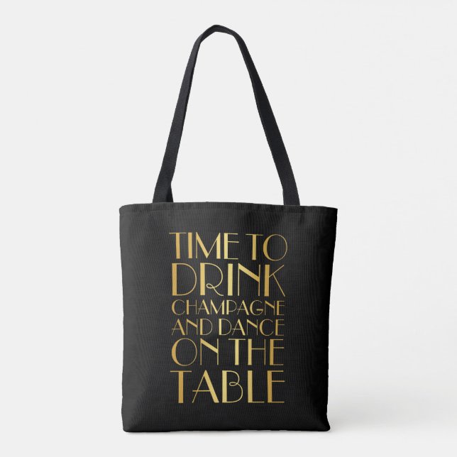 Tote Bag Heure de boire Champagne Fourre-tout - or (Dos)
