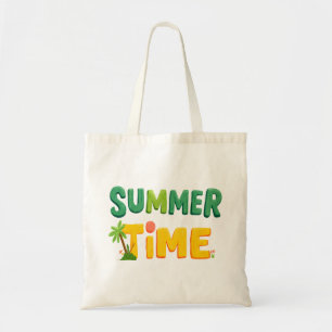 Tote Bag Heure d'été - Heure d'été avec palmier et soleil