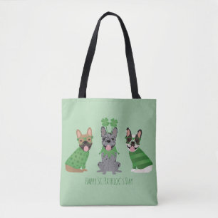 Tote Bag Heureux Bulldogs français en Jour de la Saint Patr