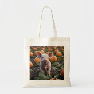 Tote Bag Heureux Comme Un Cochon Bébé Dans Un Patch Citroui