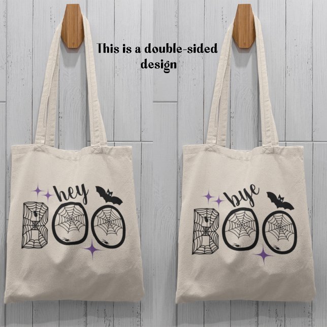 Tote Bag Hey & Bye Boo Halloween Bat et Web (This item is for display purposes only to illustrate the design element.)