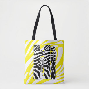 Tote Bag "Hi" Zebra Black/White Stripes JAUNE ÉTÉ 2025