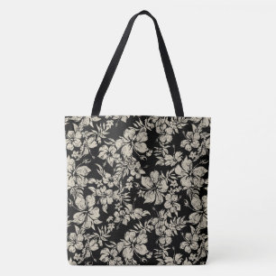 Tote Bag Hibiscus Pareau Distresse Hawaiian Beach Bag