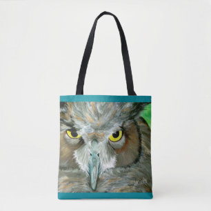 Tote Bag Hibou : Accent de turquoise avec le dos de détail