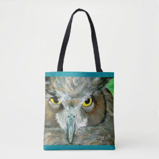 Tote Bag Hibou : Accent de turquoise avec le dos de détail
