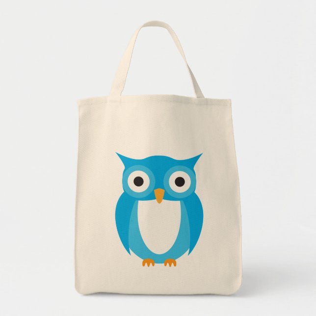 Tote Bag Hibou bleu - ajoutez votre propre texte (Devant)