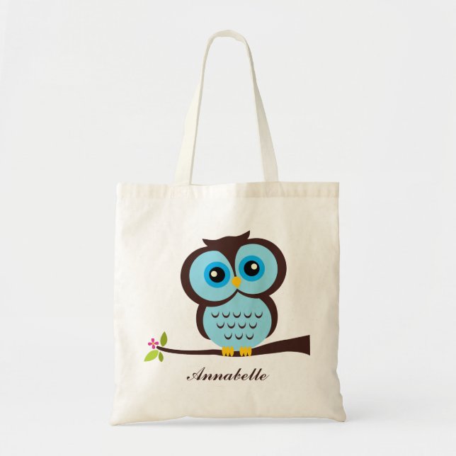 Tote Bag Hibou bleu mignon (Devant)