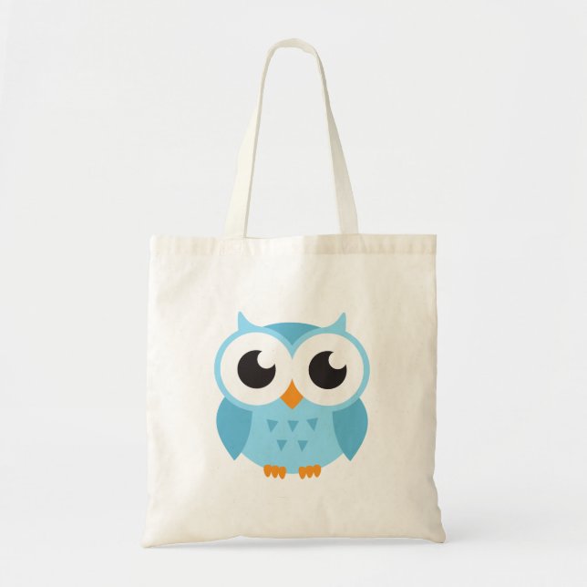 Tote Bag Hibou bleu mignon de bébé de bande dessinée (Devant)