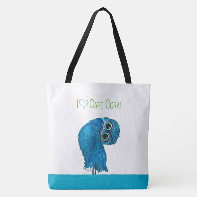Tote Bag Hibou creusant de corail de cap (Devant)