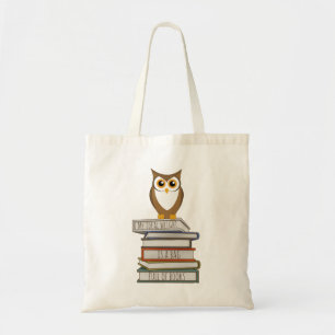 Tote Bag Hibou et pile de livres
