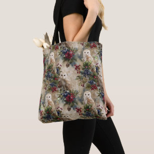 Tote Bag Hibou Floral Enchantant