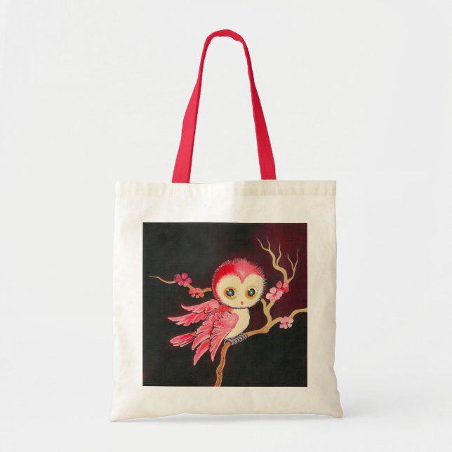 Tote Bag Hibou rouge doux (Devant)