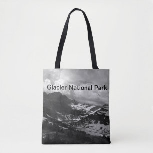 Tote Bag Hidden Lake Glacier Black and White Photo