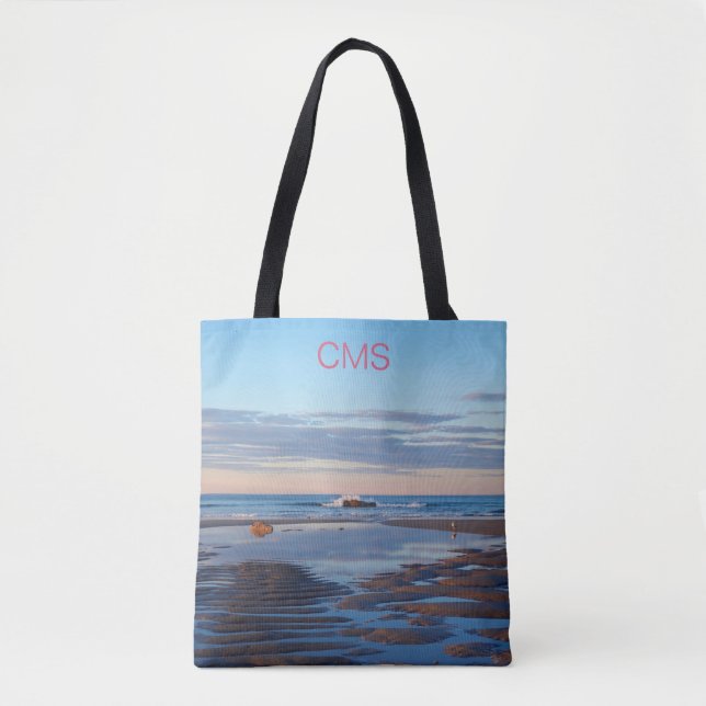 Tote Bag Higgins Beach Zen Ocean Sunrise Nom rose (Devant)