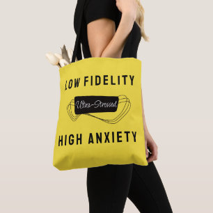 Tote Bag High Anxiety 60s Musique Black Jaune Retro Slogan