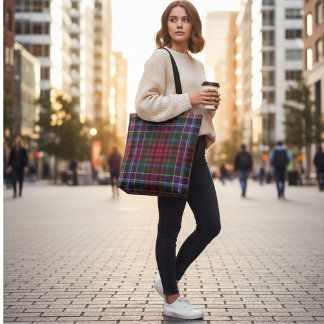 Tote Bag Highland Tartan - Rustic Red & Green Plaid
