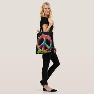 Tote Bag Hippie Amour Paix La Vie Compte Personnalisé 
