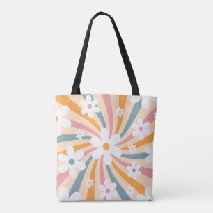 Tote Bag Hippie florale Super rétro couleur soleil margueri