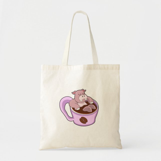 Tote Bag Hippo avec la coupe du café (Devant)