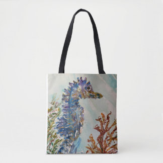 Tote Bag Hippocampe d'aquarelle Fourre-tout double face
