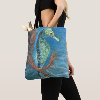 Tote Bag Hippocampe parmi les algues marines