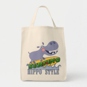 Tote Bag Hippopotame de surfer