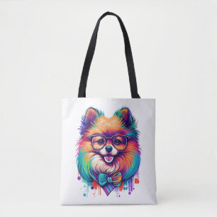 Tote Bag Hipster coloré Kawaii Pomeranian