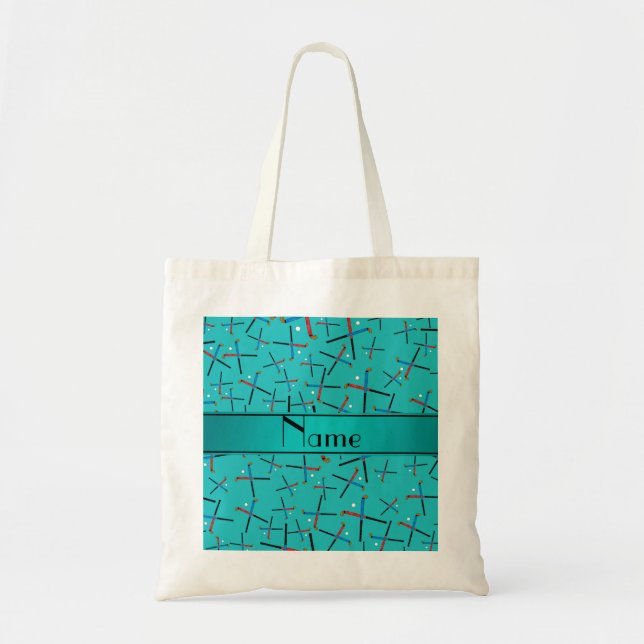 Tote Bag Hockey nommé personnalisé de gisement de turquoise (Devant)
