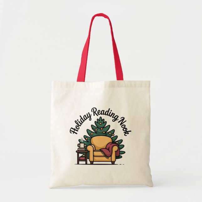 Tote Bag Holiday Reading Nook Library Carryall (Devant)