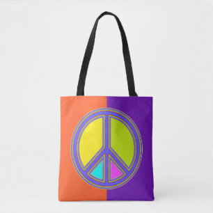 Tote Bag holiES - panneau coloré PEACE + vos idées