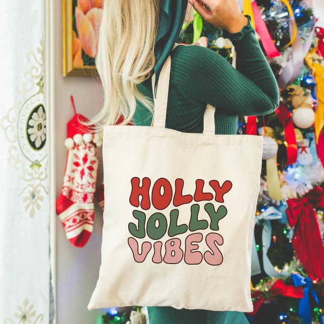 Tote Bag Holly Jolly Vibes | Noël super (Créateur téléchargé)