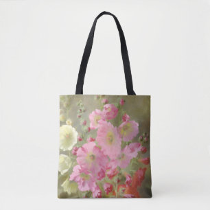 Tote Bag Hollyhocks roses et blancs par Anthonore Christens