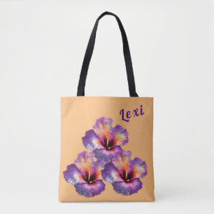 Tote Bag Holographique Iridescente Hibiscus Fleurs