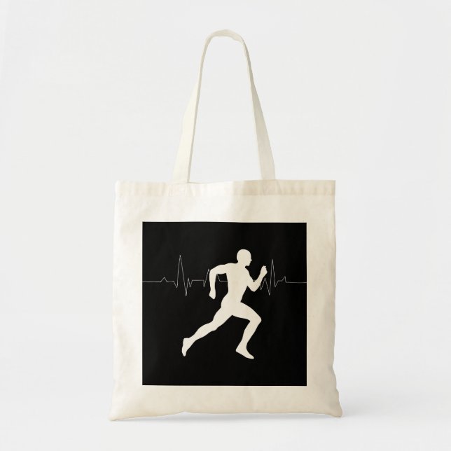 Tote Bag Homme Coureurs Silhouette HeartBeat Line (Devant)