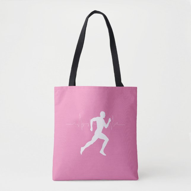 Tote Bag Homme coureurs Silhouette sur Arrière - plan rose (Devant)