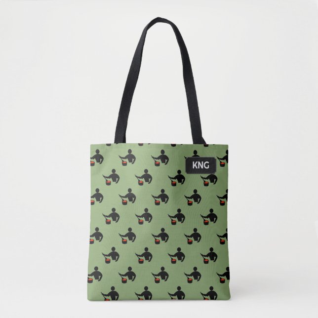 Tote Bag Homme qui cuisine - Préparation alimentaire - init (Devant)