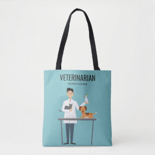 Tote Bag Homme vétérinaire avec des animaux et texte person
