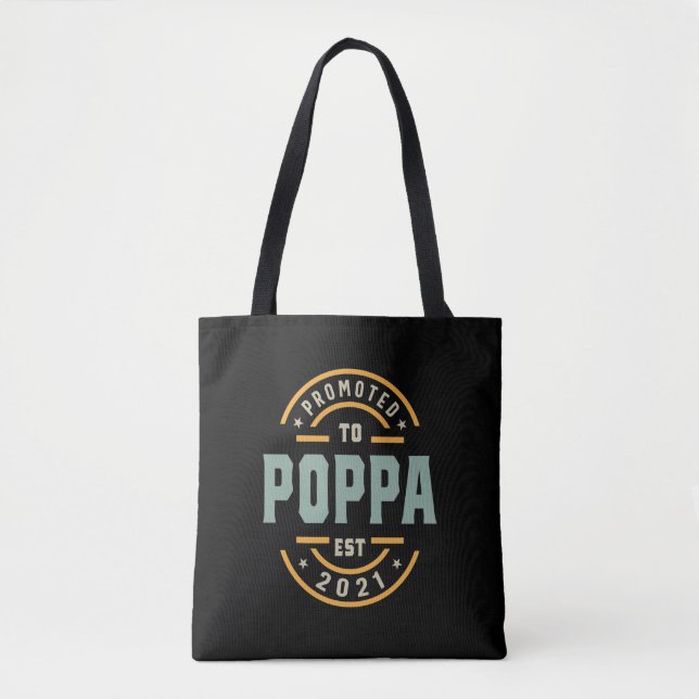 Tote Bag Hommes Promus À Poppa Est. 2021 - Papa Grand-Père  (Devant)