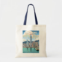 Hong Kong China Travel Art Vintage