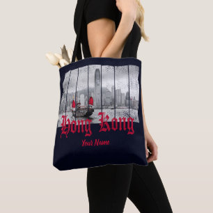 Tote Bag Hong Kong Harbor skyline vintage china souvenir