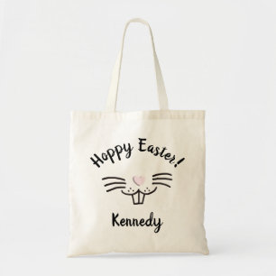 Tote Bag Hoppy Pâques mignon et drôle visage lapin nom pers