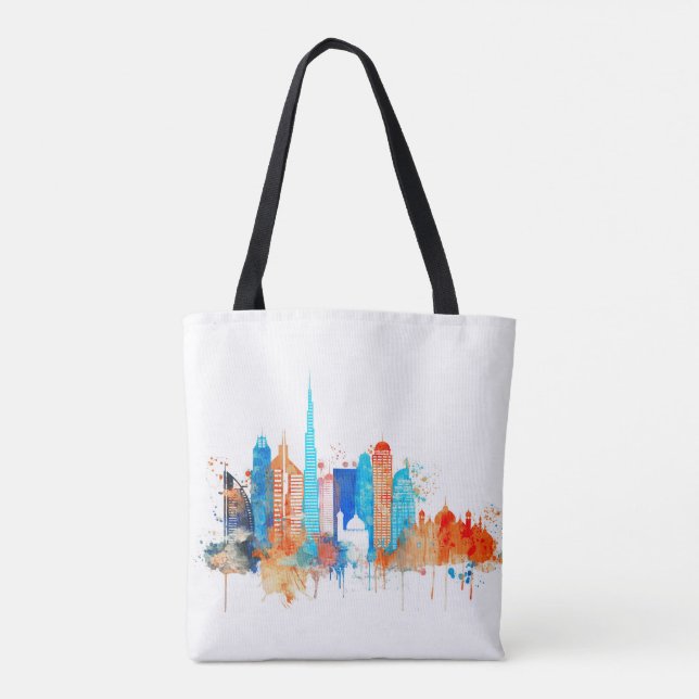 Tote Bag Horizon d'aquarelle de Dubaï (Dos)