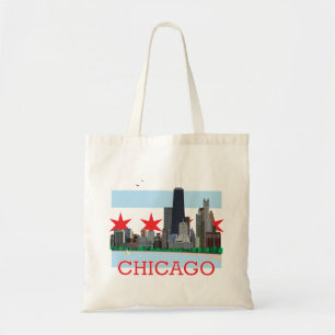 Tote Bag Horizon de Chicago et drapeau de ville