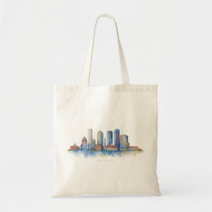 Tote Bag Horizon de la ville de Boston à l'aquarelle   Mode