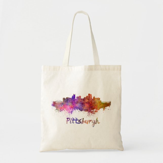 Tote Bag Horizon de Pittsburgh en aquarelle (Devant)