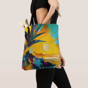 Tote Bag Horizon Doré – Coucher de Soleil Tropical Abstrait